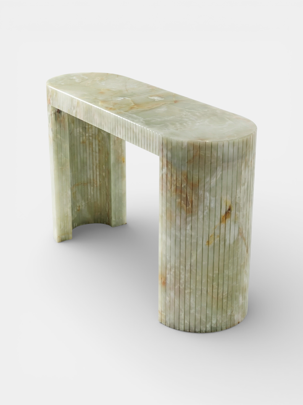 Luna Green Onyx console right side view - premium Italian green onyx stone furniture craftsmanship