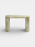 Luna Green Onyx console front view - translucent green onyx stone Italian luxury furniture by MARBERA