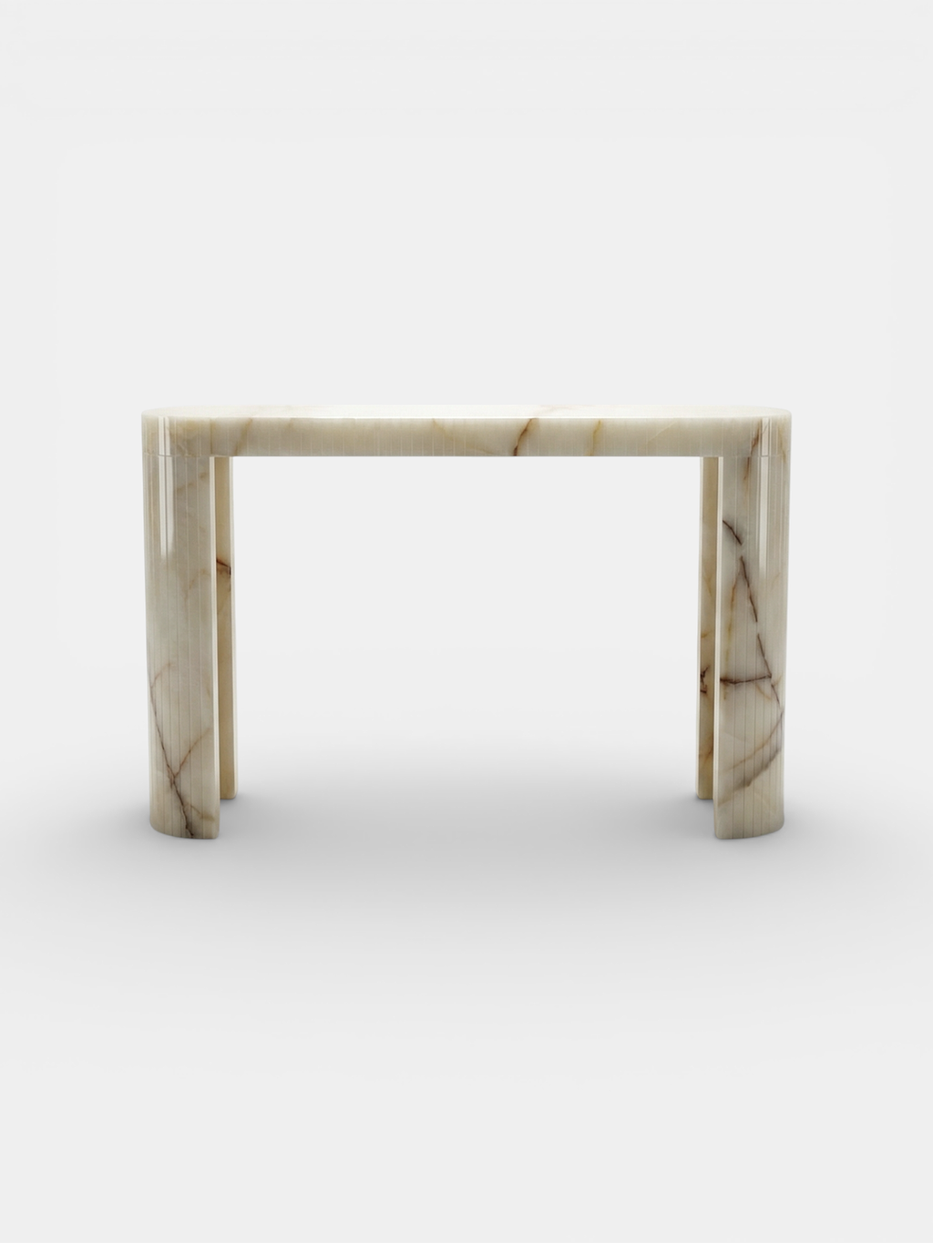 Luna Shell Onyx console front view - translucent shell-pattern onyx stone Italian luxury furniture