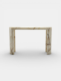 Luna Shell Onyx console front view - translucent shell-pattern onyx stone Italian luxury furniture