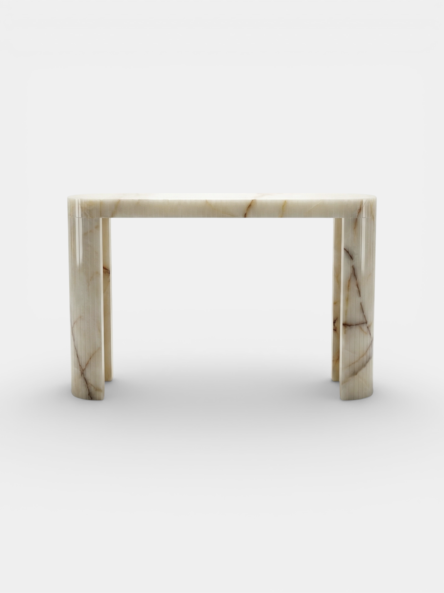 Luna Shell Onyx console front view - translucent shell-pattern onyx stone Italian luxury furniture