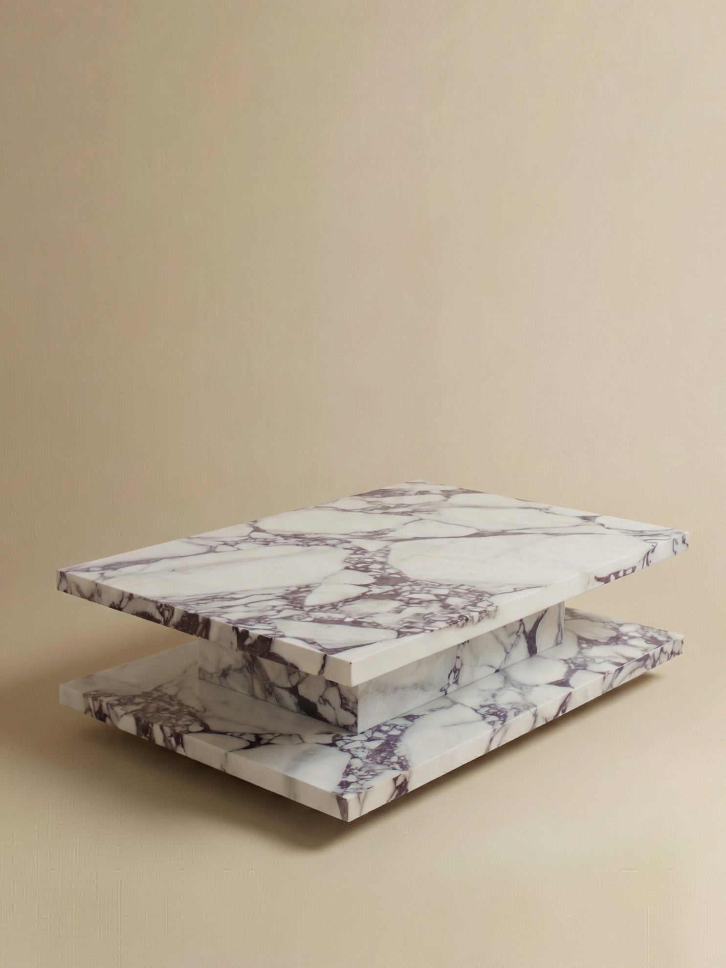 Lisa coffee table styled in modern interior - Calacatta Viola marble luxury furniture by MARBERA