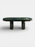 Gio black lacquered avocado marble dining table Italian luxury furniture contemporary design front view