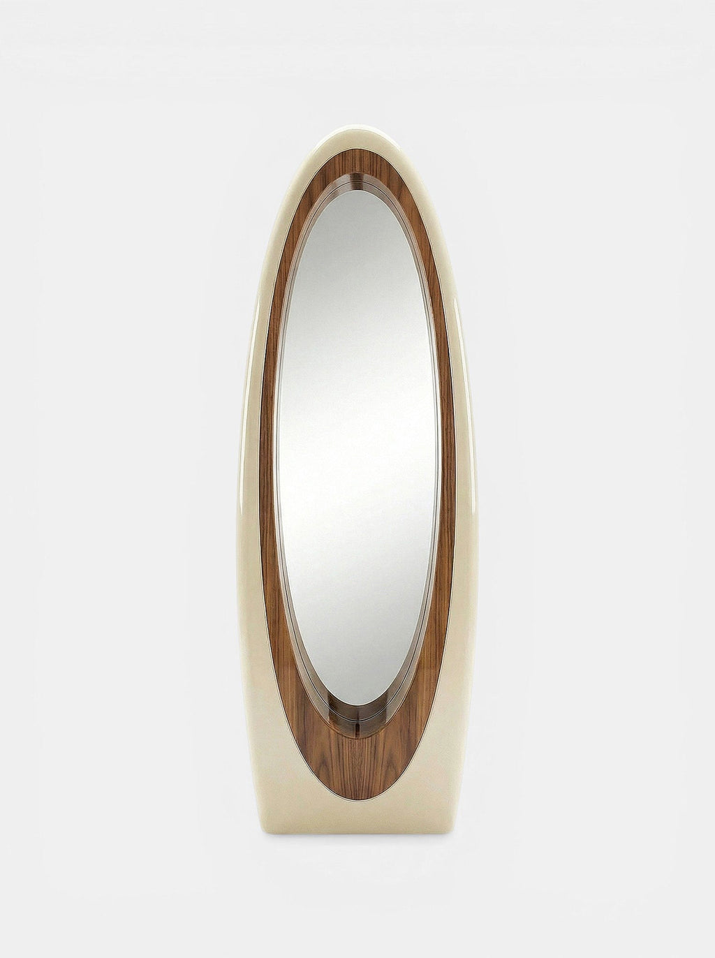 Harch Off-White And Glossy Wood Mirror