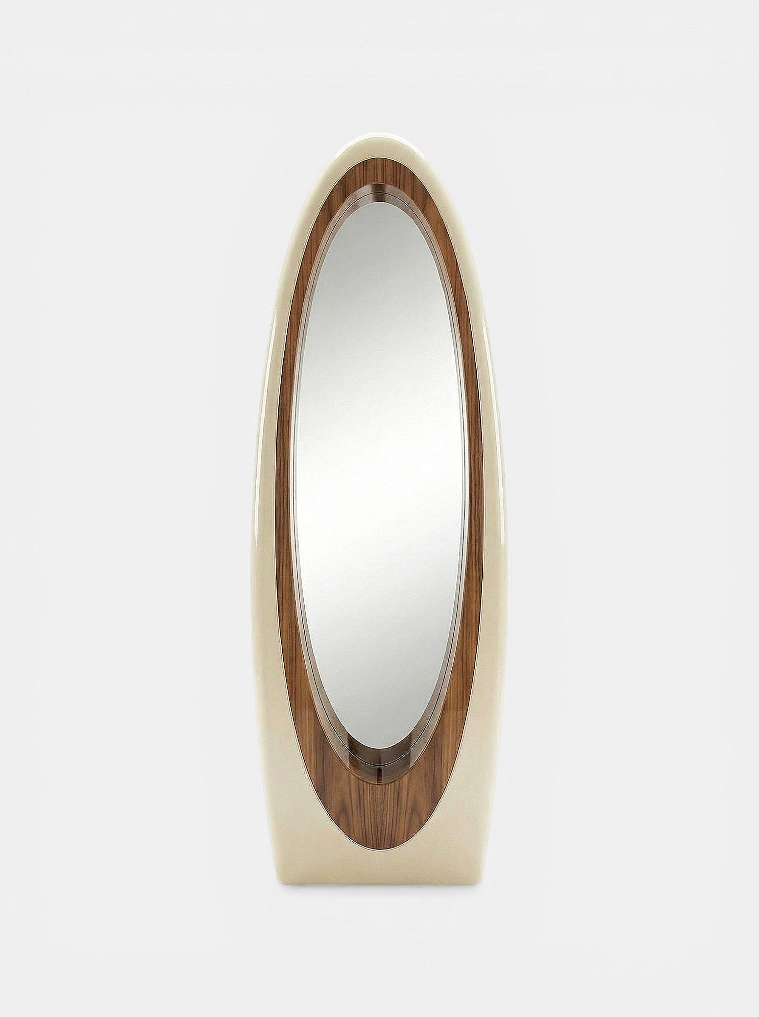 Harch Off-White And Glossy Wood Mirror