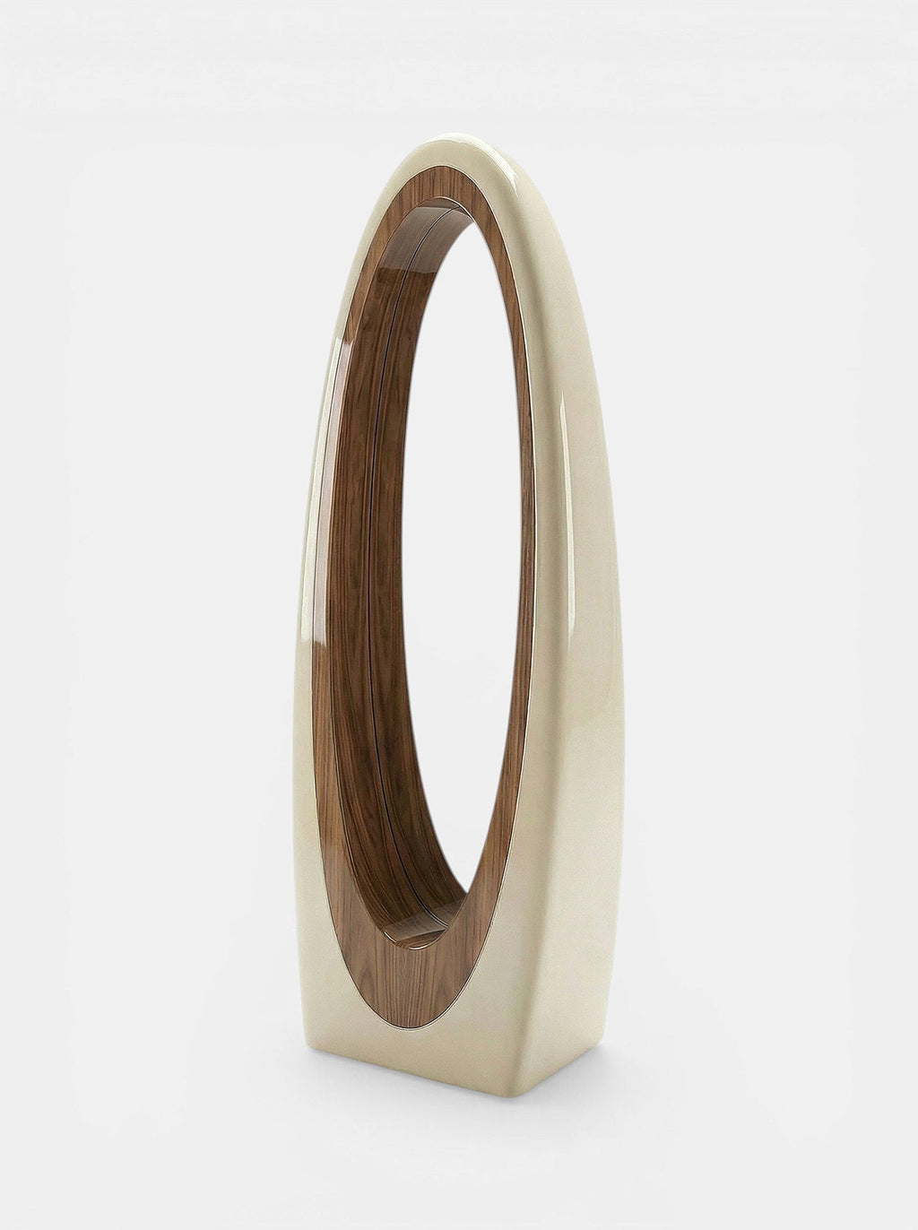 Harch Off-White And Glossy Wood Mirror