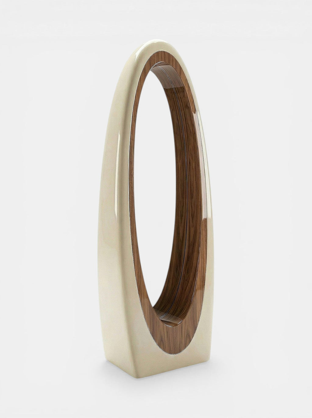 Harch Off-White And Glossy Wood Mirror
