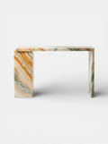 Front view Jill console in Rainbow Onyx - MARBERA luxury Italian marble furniture with vibrant patterns