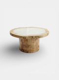MARBERA Joan Solo burl wood white onyx coffee table - Italian luxury mixed material furniture view