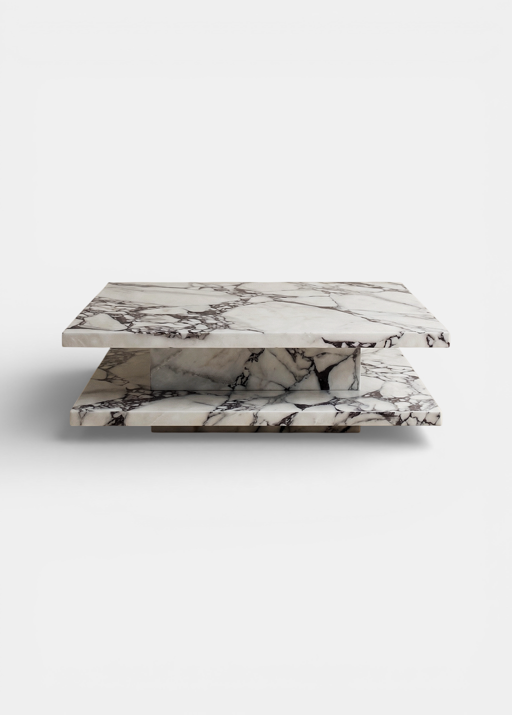 Lisa coffee table in Calacatta Viola marble - front view of luxury Italian furniture by MARBERA