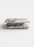 Lisa coffee table in Calacatta Viola marble - front view of luxury Italian furniture by MARBERA