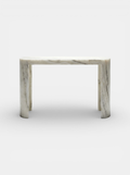 Luna Montaigne Onyx console front view - cream veined onyx stone Italian luxury furniture by MARBERA