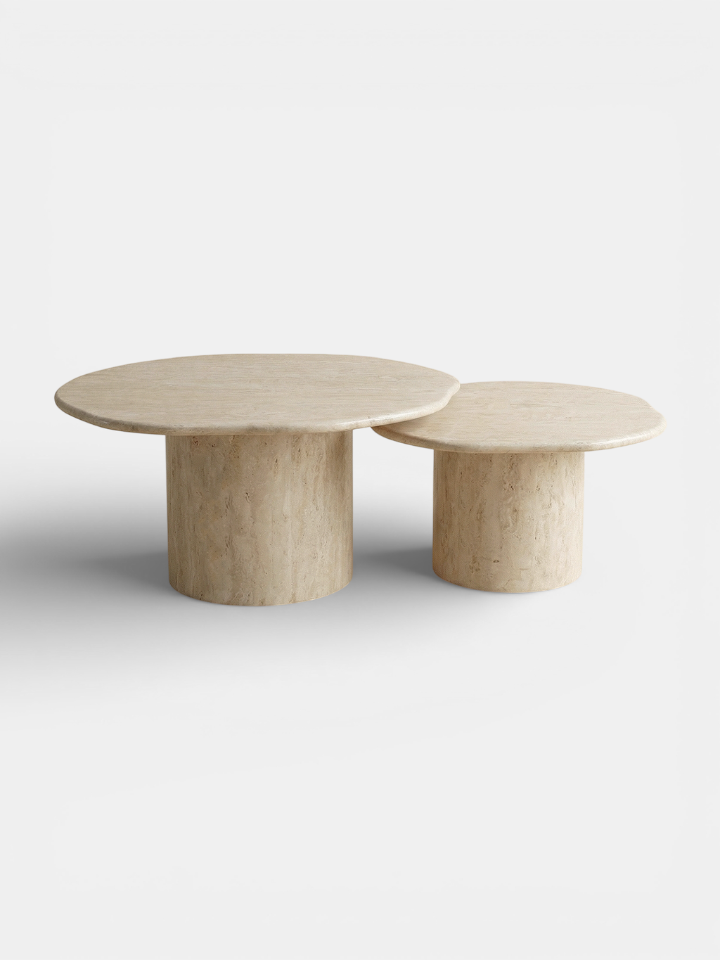 Joan Duo travertine coffee table set - natural stone Italian luxury furniture by MARBERA
