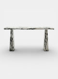 Uma console in Calacatta Viola marble front view - Italian luxury furniture with purple-veined white stone