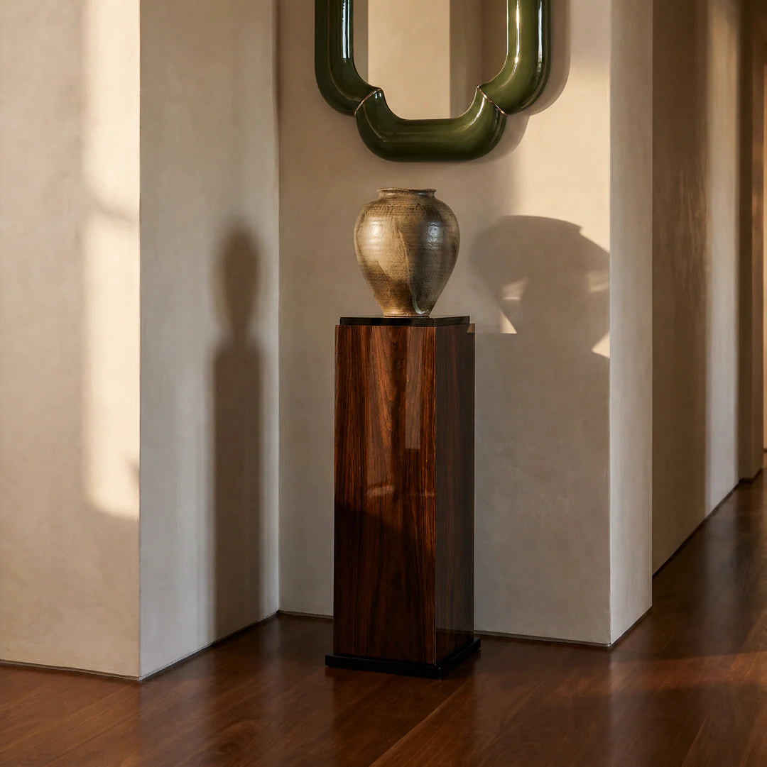 Wood And Black Lacquered Plinth