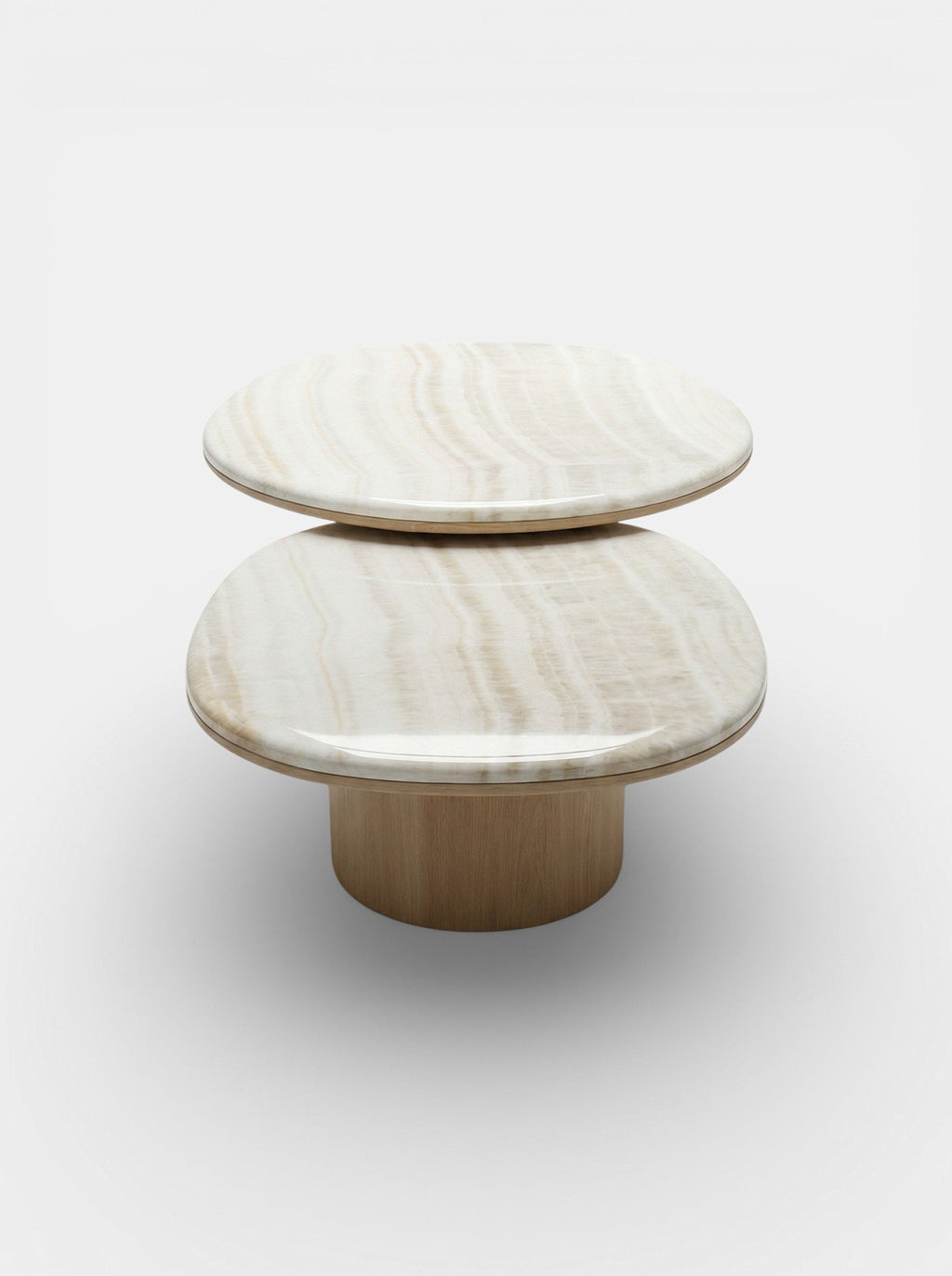 Luxury Alexis duo ivory onyx oak table back view - Italian handcrafted furniture rear angle
