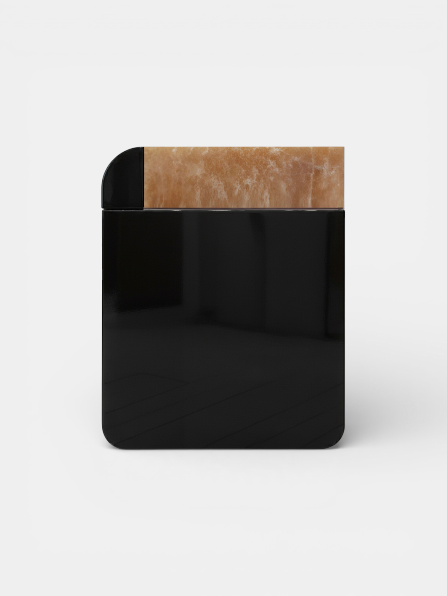 Luxury Amo black lacquered honey onyx storage table - Italian handcrafted furniture option