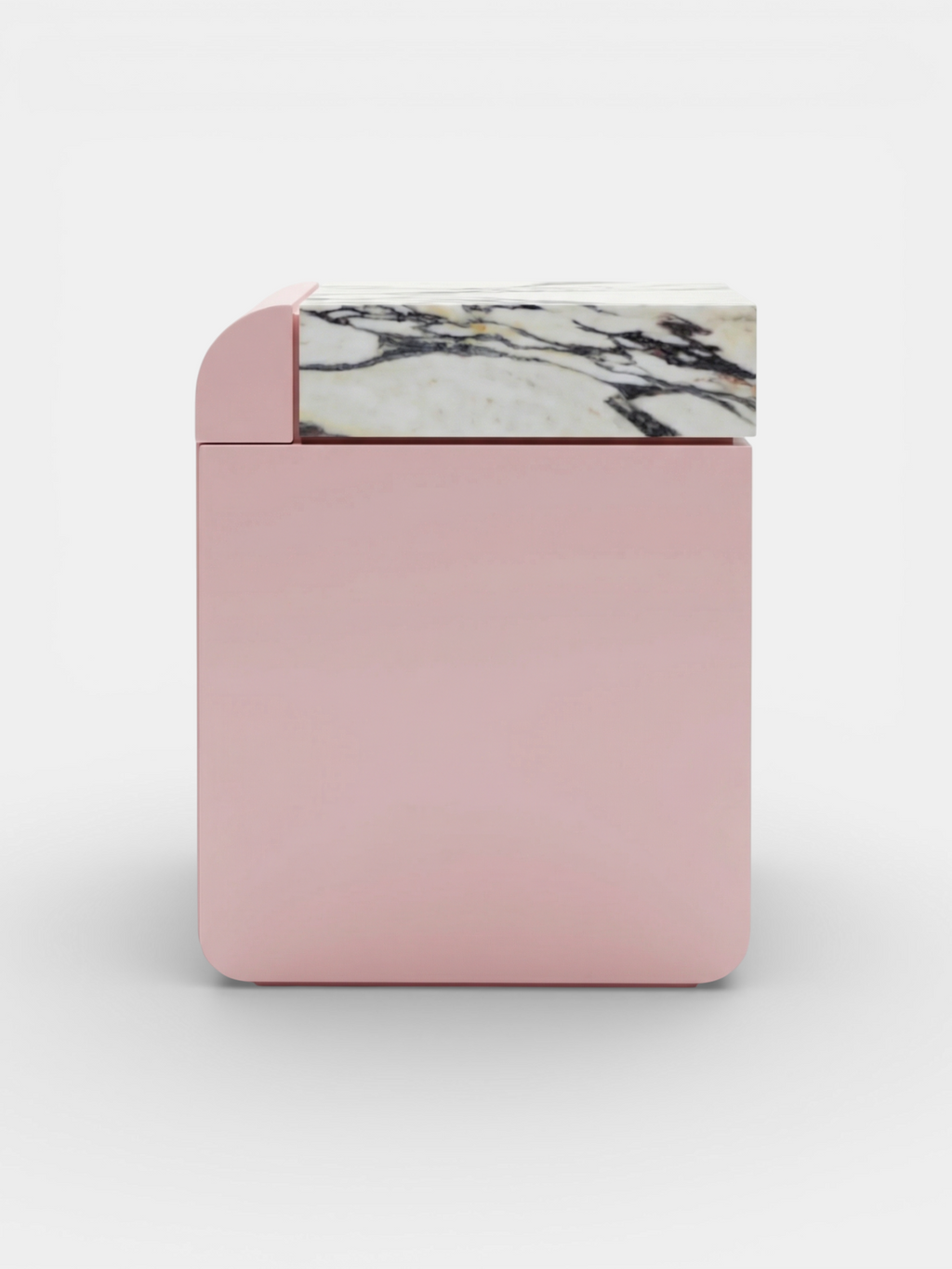 MARBERA Amo pink and Calacatta Viola marble storage table, Italian luxury modern furniture piece