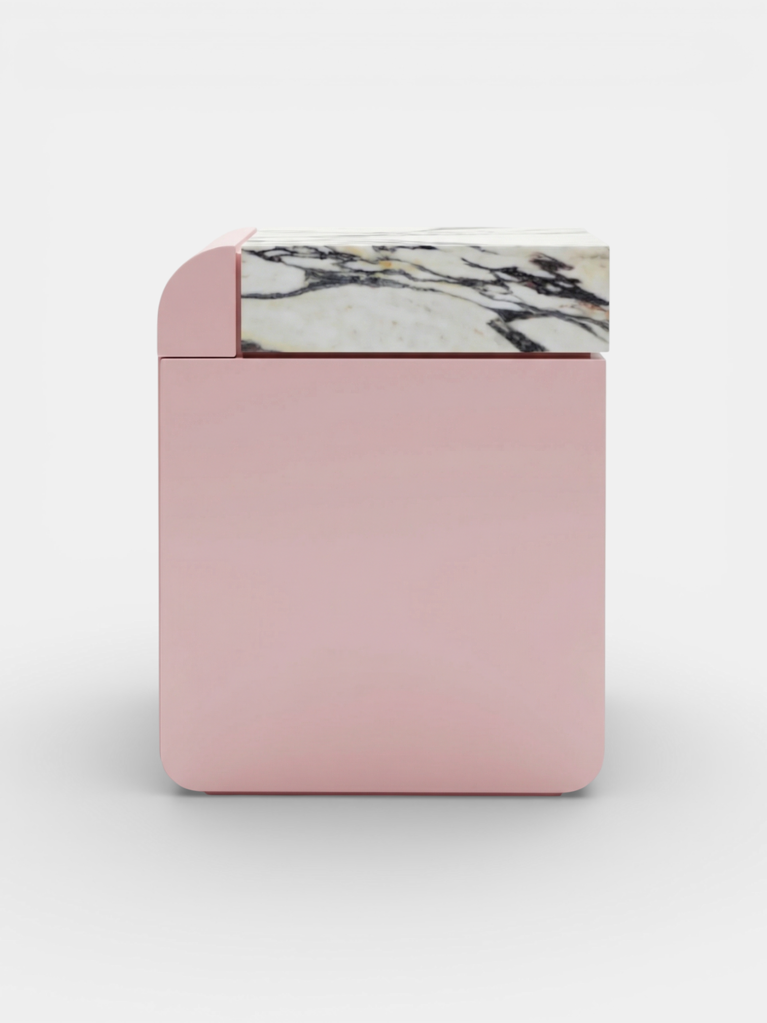 MARBERA Amo pink and Calacatta Viola marble storage table, Italian luxury modern furniture piece