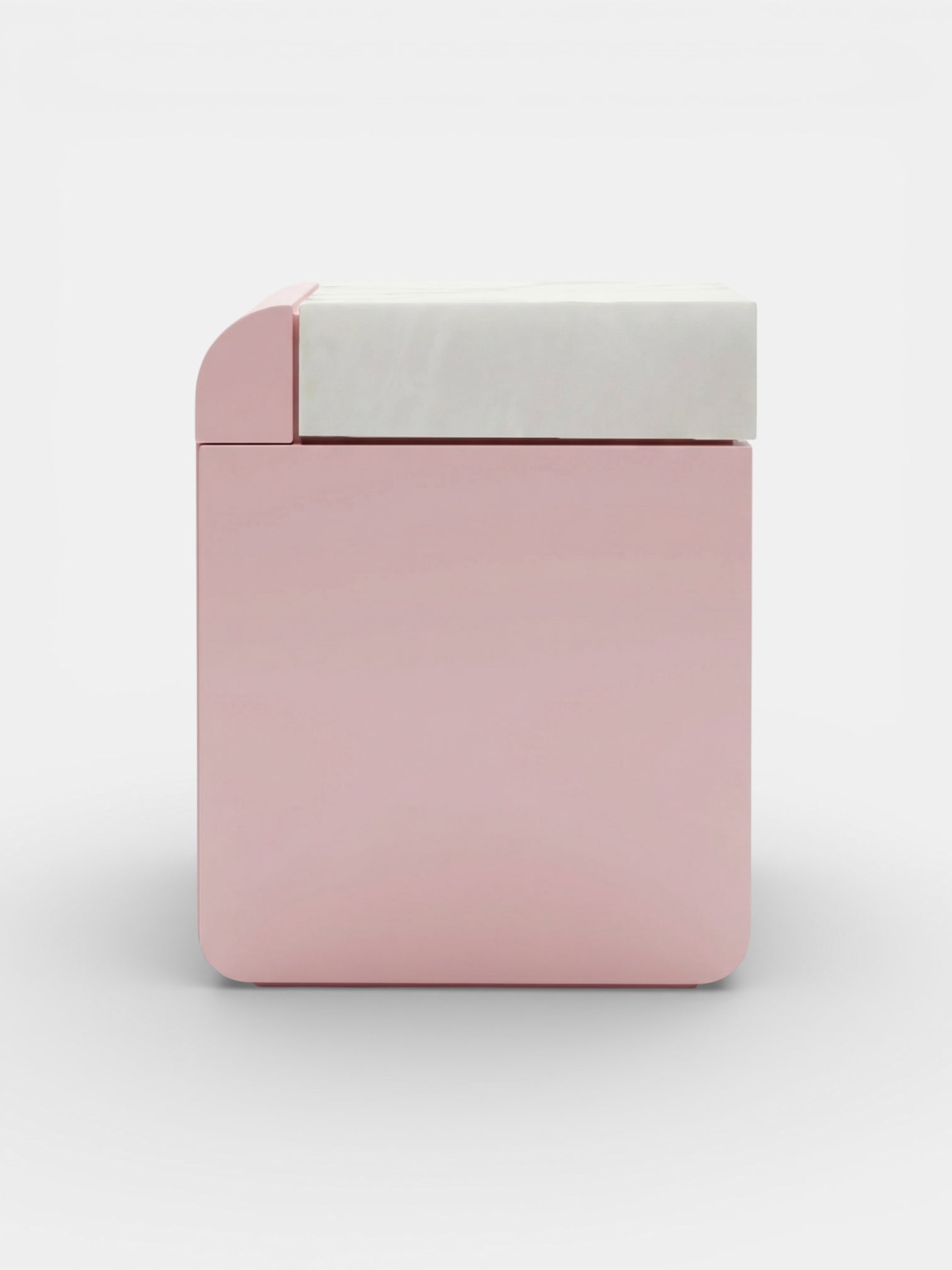 MARBERA Amo pink and white onyx marble storage table, contemporary Italian luxury design furniture