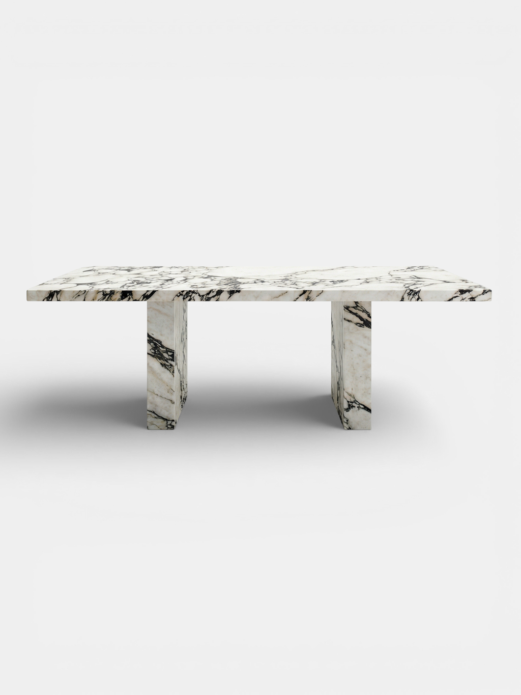 Aura luxury dining table in Calacatta Viola marble with purple veining - Italian crafted back view