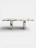 Aura luxury dining table in Calacatta Viola marble with purple veining - Italian crafted back view