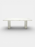 Aura White Onyx dining table front view - premium Italian marble furniture with translucent veining
