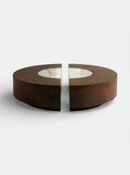 Round burl wood and shell onyx Baci table - luxury Italian furniture combining wood and marble