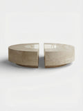 Round travertine and shell onyx Baci table - Italian luxury marble furniture with circular design