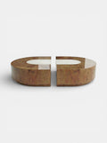 Baci Capsule table in Burl Wood and White Onyx - Italian luxury furniture with premium natural materials