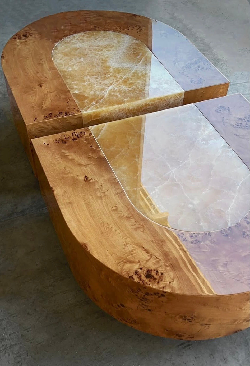 Baci Capsule Burl Wood And Honey Onyx