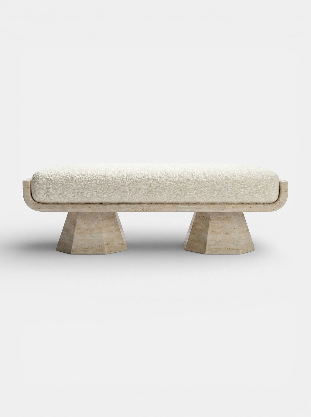 Ava bench in natural travertine stone - Italian luxury marble furniture with contemporary design