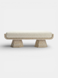 Ava bench in natural travertine stone - Italian luxury marble furniture with contemporary design