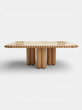 Biscuit dining table in sixties onyx and oak - Italian luxury furniture with mixed natural materials