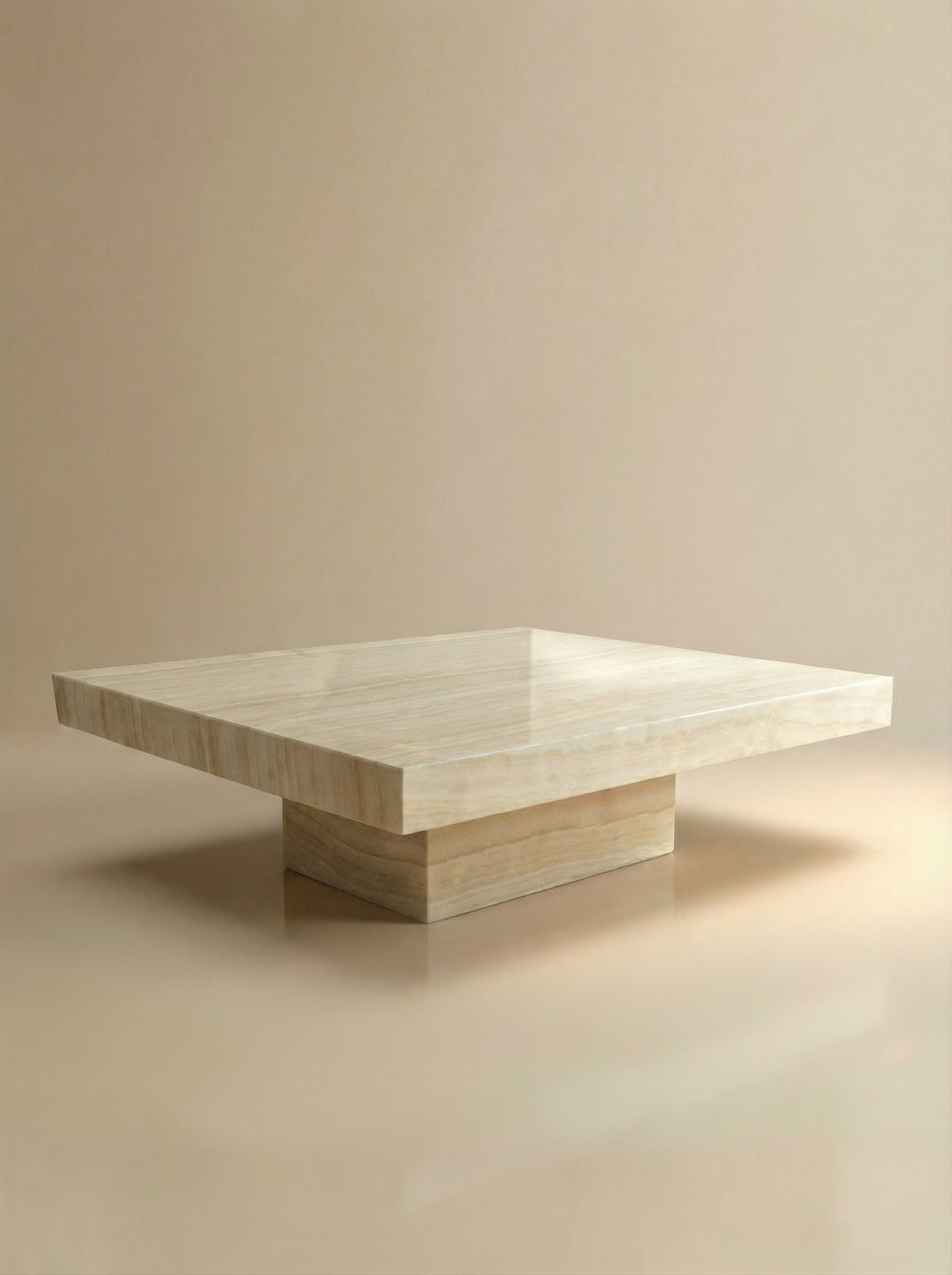 Cara coffee table vanilla onyx right side view - premium Italian translucent stone furniture