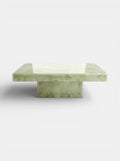 Cara coffee table in green onyx - Italian luxury furniture with translucent stone and gold veining