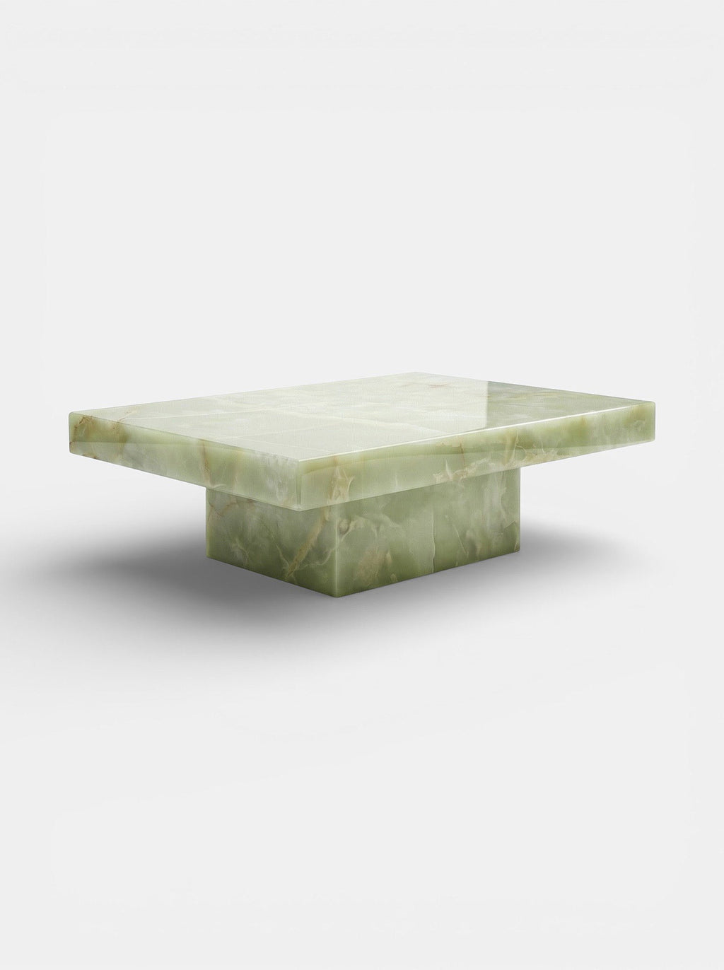 Cara coffee table green onyx alternative angle - luxury Italian stone furniture elegant design