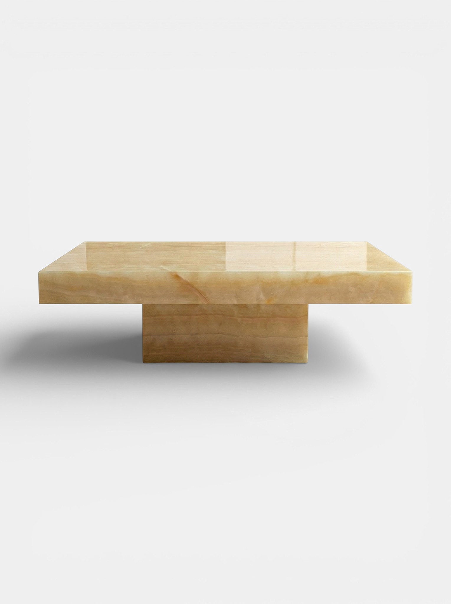 Cara coffee table in honey onyx - Italian luxury furniture with golden translucent stone