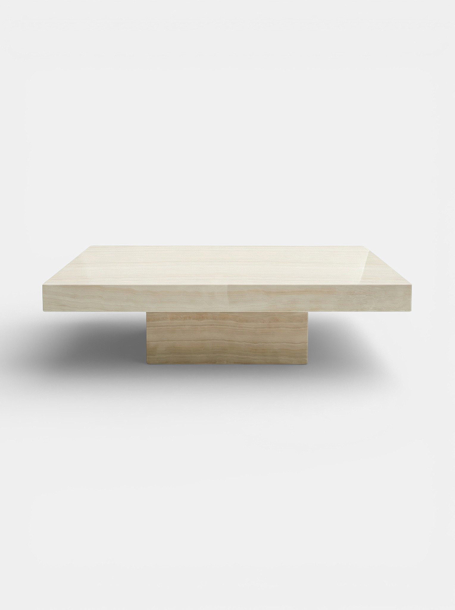 Cara coffee table in vanilla onyx - Italian luxury furniture with cream translucent stone