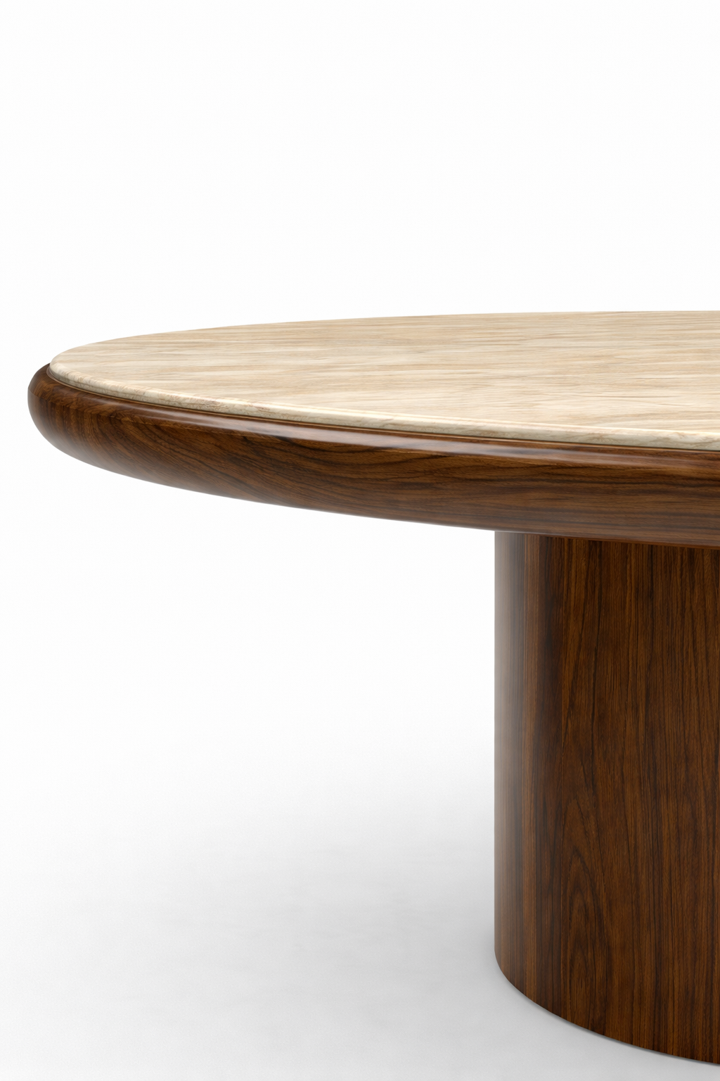 Carla dining table wood travertine front view - premium Italian mixed material luxury furniture