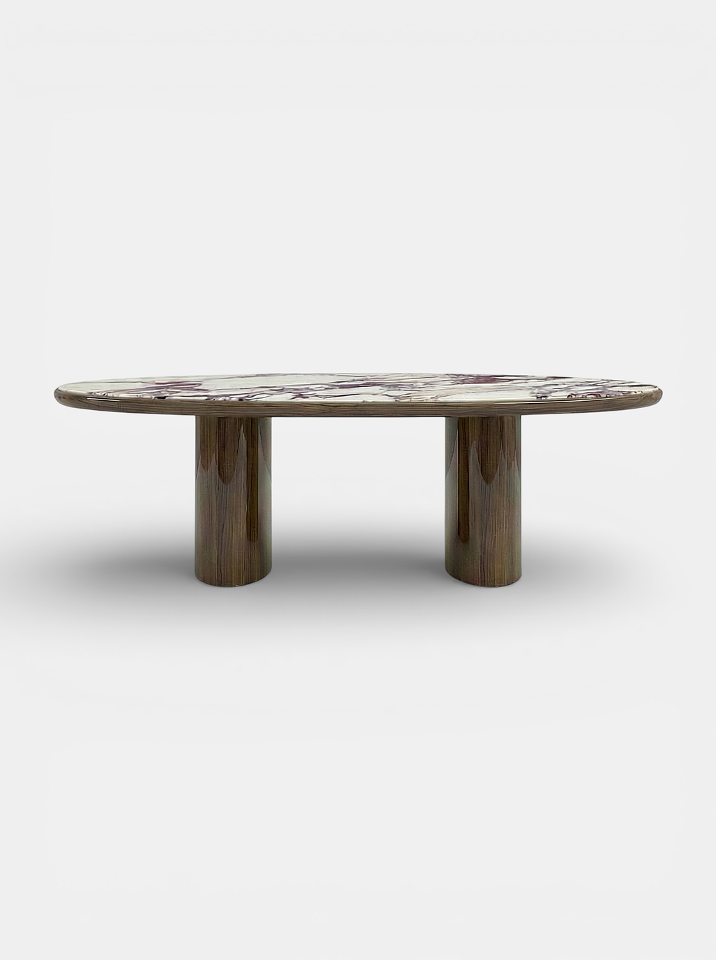 Carla dining table wood and Calacatta Viola marble - Italian luxury mixed materials furniture
