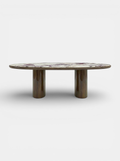 Carla dining table wood and Calacatta Viola marble - Italian luxury mixed materials furniture