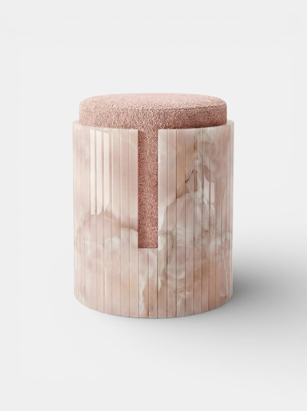 Elegant pink onyx Dolce stool - luxury Italian marble seating contemporary design front view