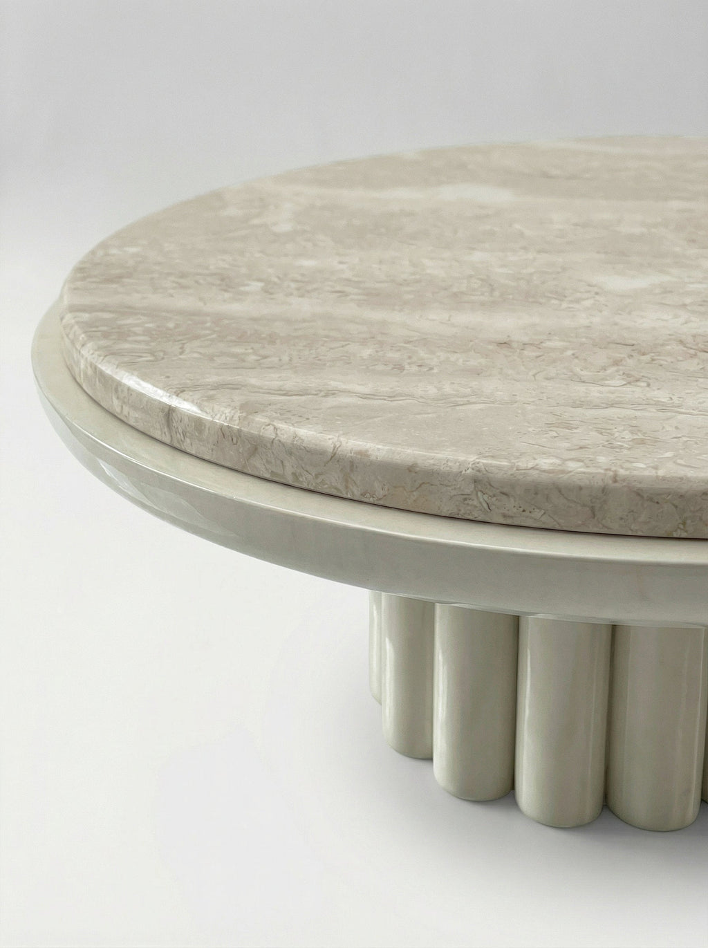 Elegant travertine marble coffee table with off-white finish - premium Italian stone furniture