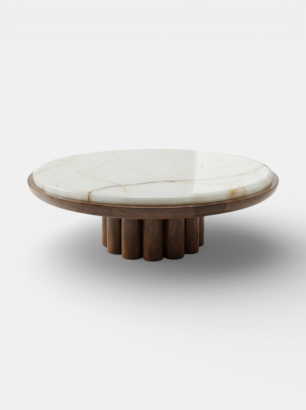 Luxury wood and shell onyx coffee table with natural stone patterns - Italian marble furniture