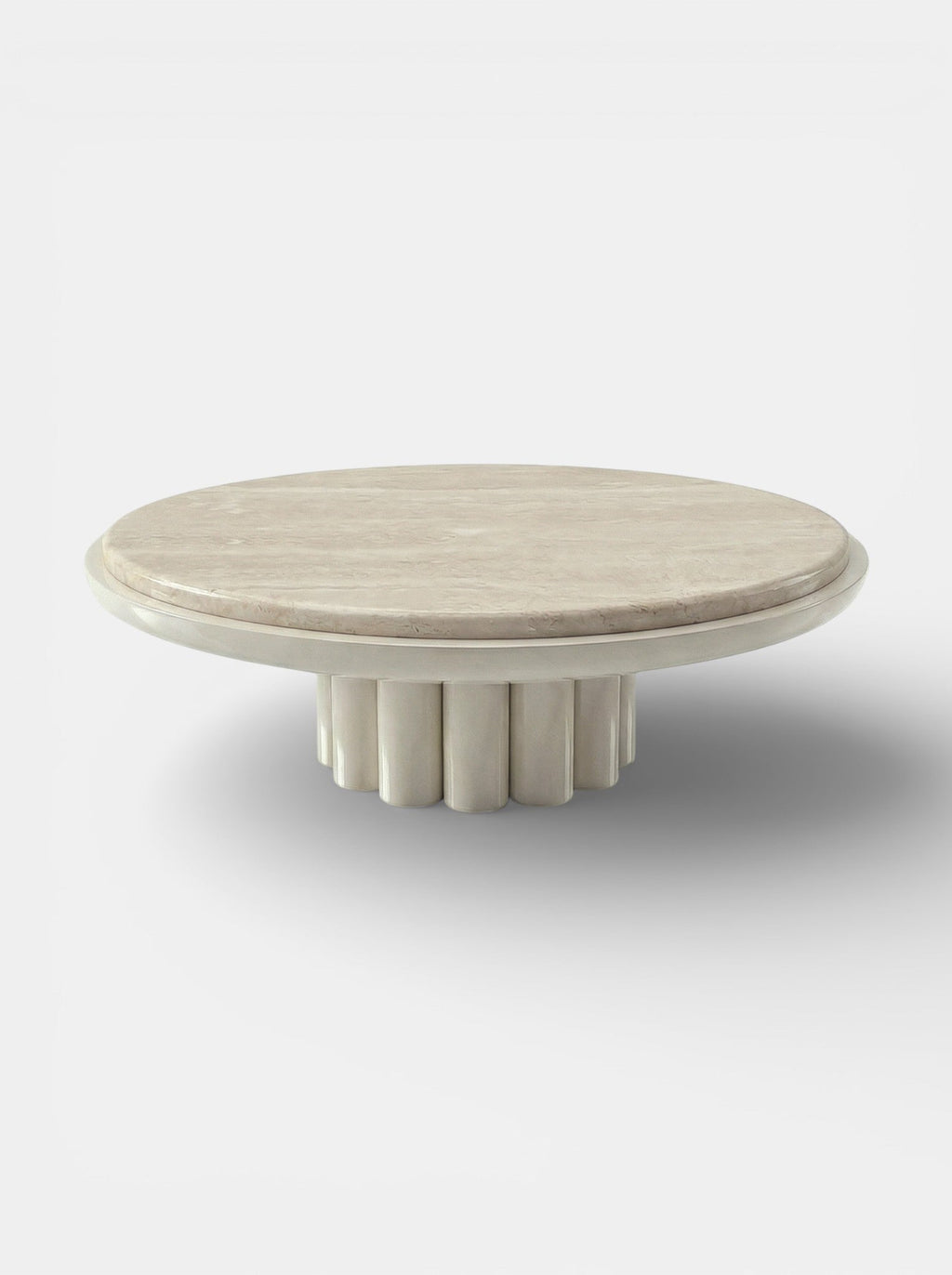 Contemporary off-white and travertine coffee table - Italian luxury marble furniture MARBERA