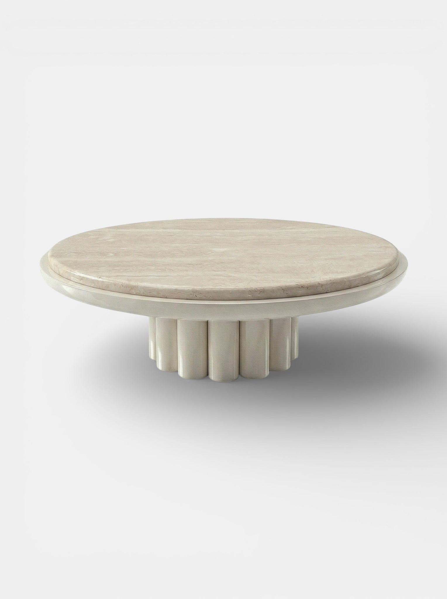 Contemporary off-white and travertine coffee table - Italian luxury marble furniture MARBERA