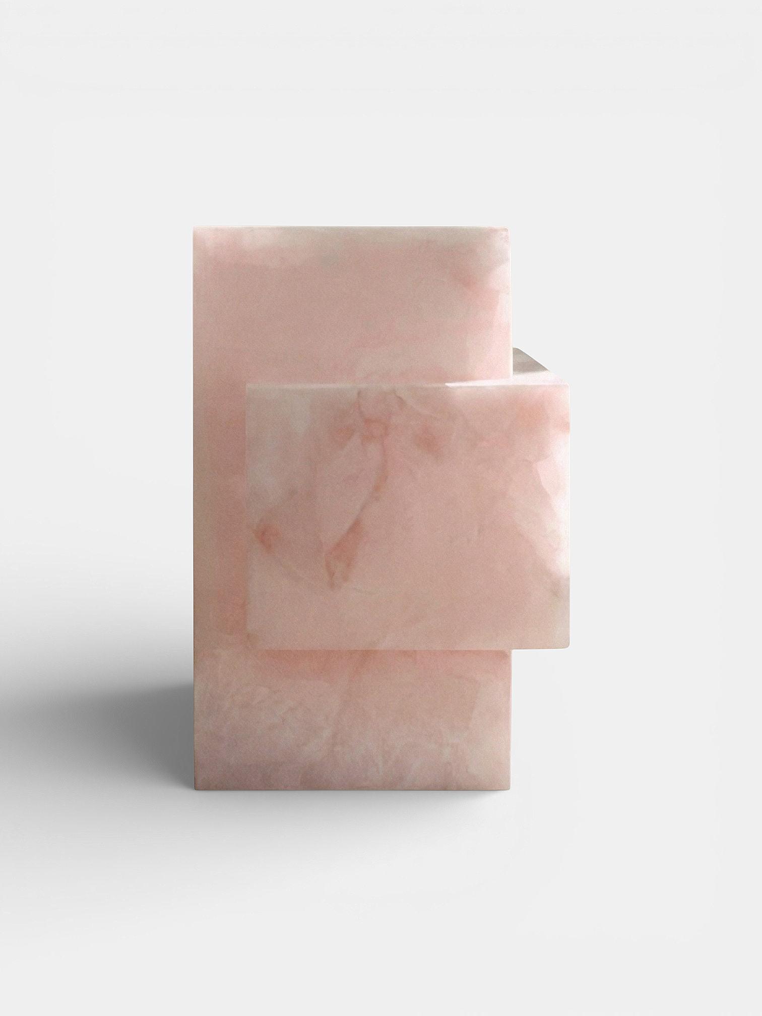Luxury pink onyx marble dining table with rose-toned veining, Italian handcrafted furniture design
