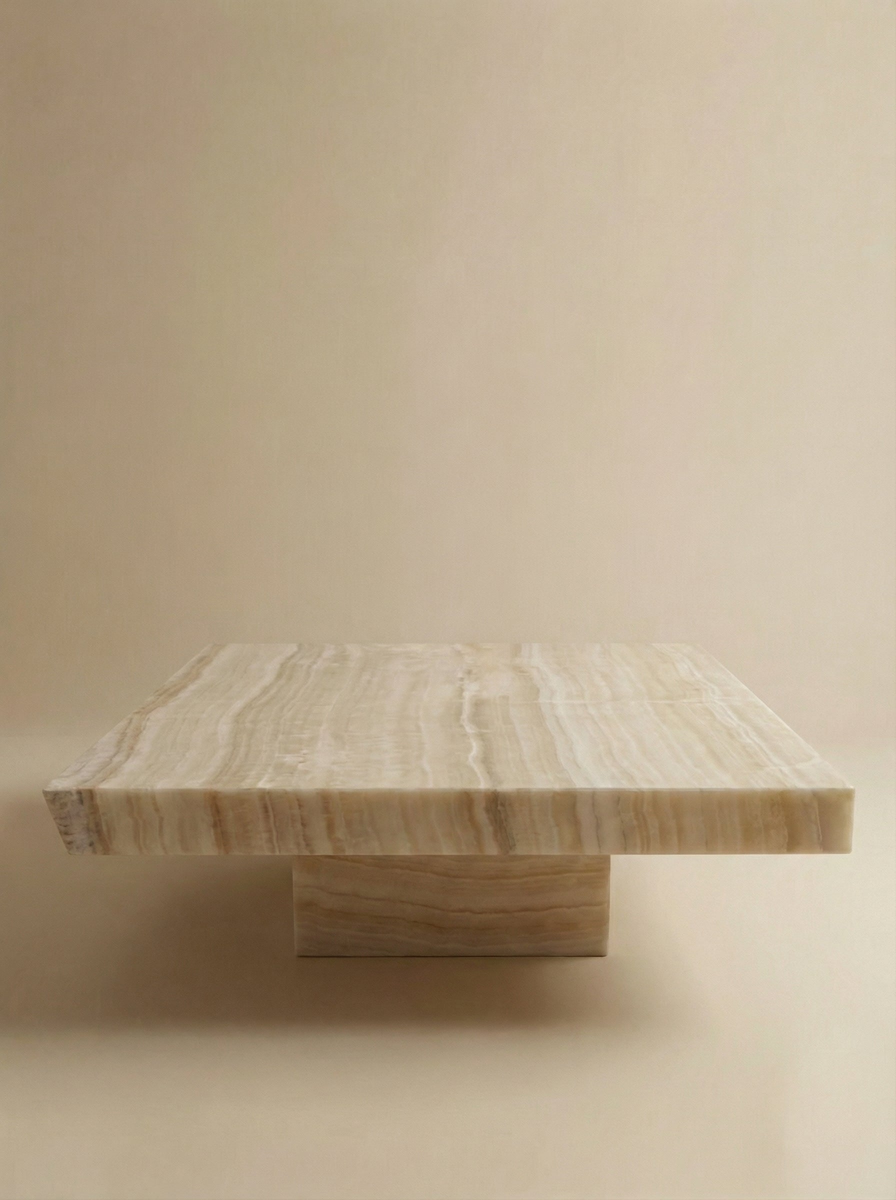Vanilla onyx Cara coffee table back view - luxury Italian stone furniture elegant profile