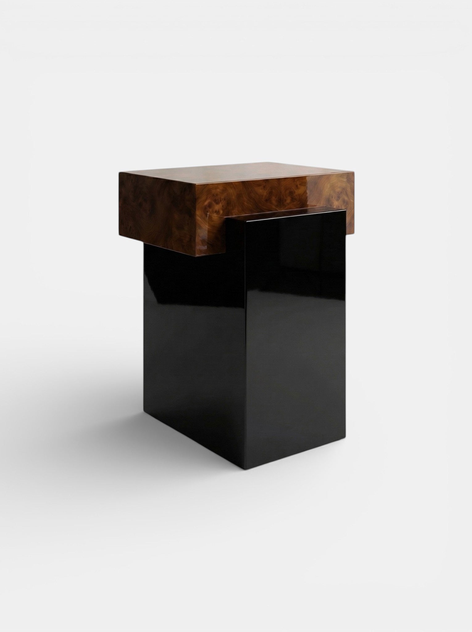 MARBERA Gaia burl wood black lacquered detail view - premium Italian crafted furniture showing wood texture